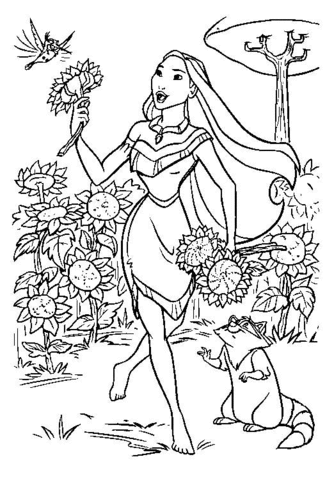 Pocahontas In The Garden  Coloring Page